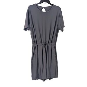 Libin Gray Drawstring Waist Back Cutout Short Romper Jumpsuit UPF 50+ XXL NWT
